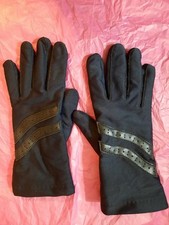 Vintage Women  s Driving Gloves Hanes Her Way Black Nylon Spandex Lined 2