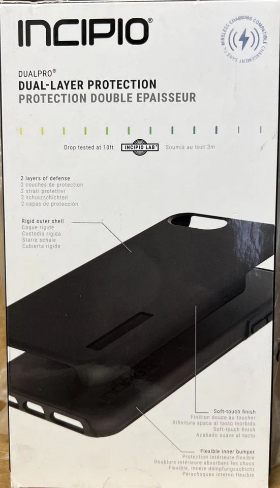 LOTE DE 4 CAPAS DE TELEFONE INCIPIO DualPro 2 camadas para iPhone 8+/7+/6s+/6+ PRETAS novas - Imagem 2 de 2