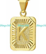 Genuine 18K Gold Filled Hypo-allergenic Alphabet Letter "K" Bar Pendant Necklace
