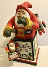 House of Hatten “Nick in a Box” Santa Figure – Vintage Folk Art Design - 1995