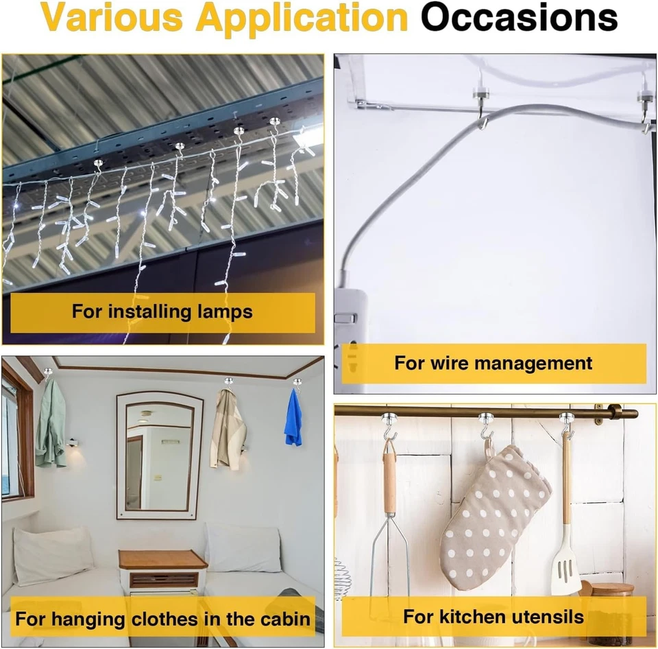 Магнитные крючки DIYMAG 30 фунтов упаковка 20 шт. серебристые - Изображение 2 из 4