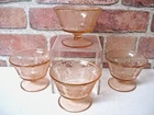 NORMANDIE PINK Footed SHERBERT Dish Depression Glass by FEDERAL Vintage set 4