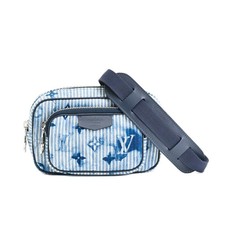 AUTH LOUIS VUITTON OUTDOOR POCHETTE SHOULDER BAG M80462 BLUE MEN'S CANVAS F/S