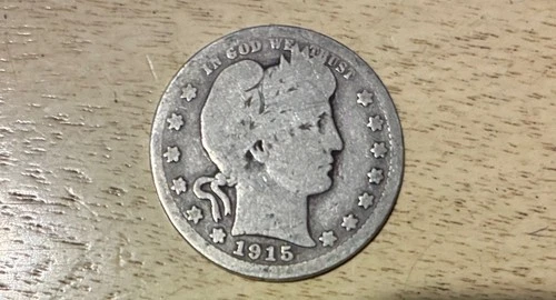 Better date 1915 S Barber Silver Quarter 25c Set Break Actual coin pictured