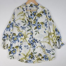 Joie 100% Linen Floral Button Down Shirt | French Sezane Style Size 2X