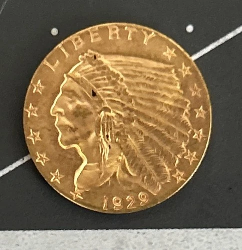 1929 $2.5 2 1/2 Dollar Gold Indian Head Liberty Quarter Eagle Gold Coin