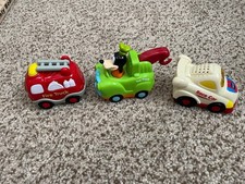 Lot of 3 Vtech Go Go Smart Wheels- Goofy Tow Truck, Fire Truck  Race Car, EUC