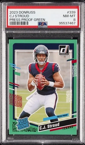 2023 PANINI DONRUSS PP GREEN #339 CJ STROUD PSA 8
