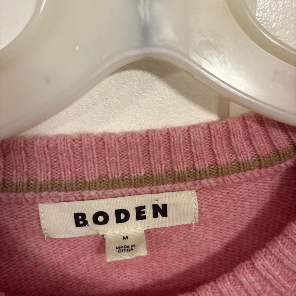 Suéter para mujer de lana Boden rosa verde acolchado codera talla mediana nuevo sin etiquetas Foto 2 de 4