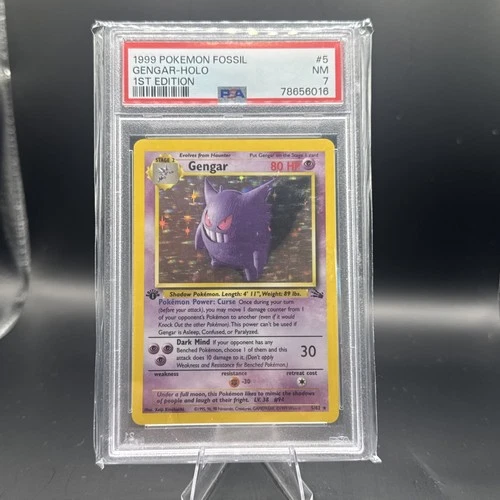 1999 POKEMON FOSSIL 1ST ED #5 GENGAR-HOLO PSA 7