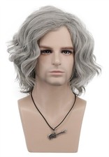 VGbeaty Old Men Short Curly Gray Wig Hallowee...