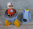 VTG Astronaut Orange Suit Helmet PLAYMOBIL 123 Pre-School Toy Blue Rocket Ship — photo 5