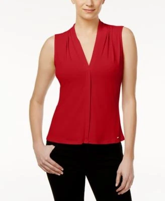 Calvin Klein Gathered V-Neck Sleeveless 190466736527 LARGE RT $39.0