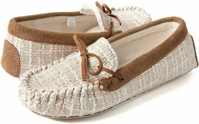ZIZOR Damen Kuschel Mokassin Memory Foam Hausschuhe mit Schnürung XS, M, L, XL