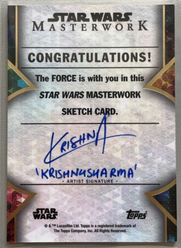 2022 Topps Star Wars Masterwork Sketch Card by Krishna Sharma JAWA 1/1 - Picture 2 of 2
