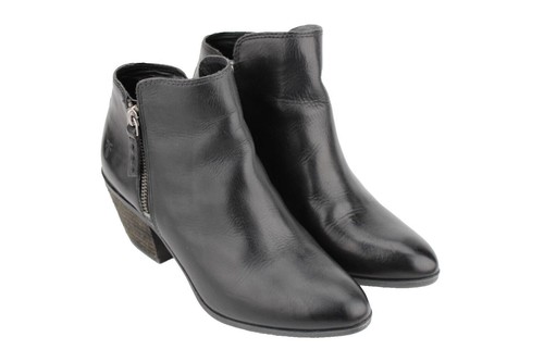 FRYE JUDITH ZIP BOOT Black Leather Double Zip Judith Stacked ankle two zipper - Picture 5 of 12
