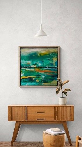 Green Bay Coastal Original Modern Australian Abstract Beach Canvas Painting - Picture 2 of 6