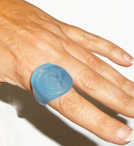 Sobral Classicos Rosa Rose Frost Matte Light Blue Artist Made Ring - Picture 2 of 7