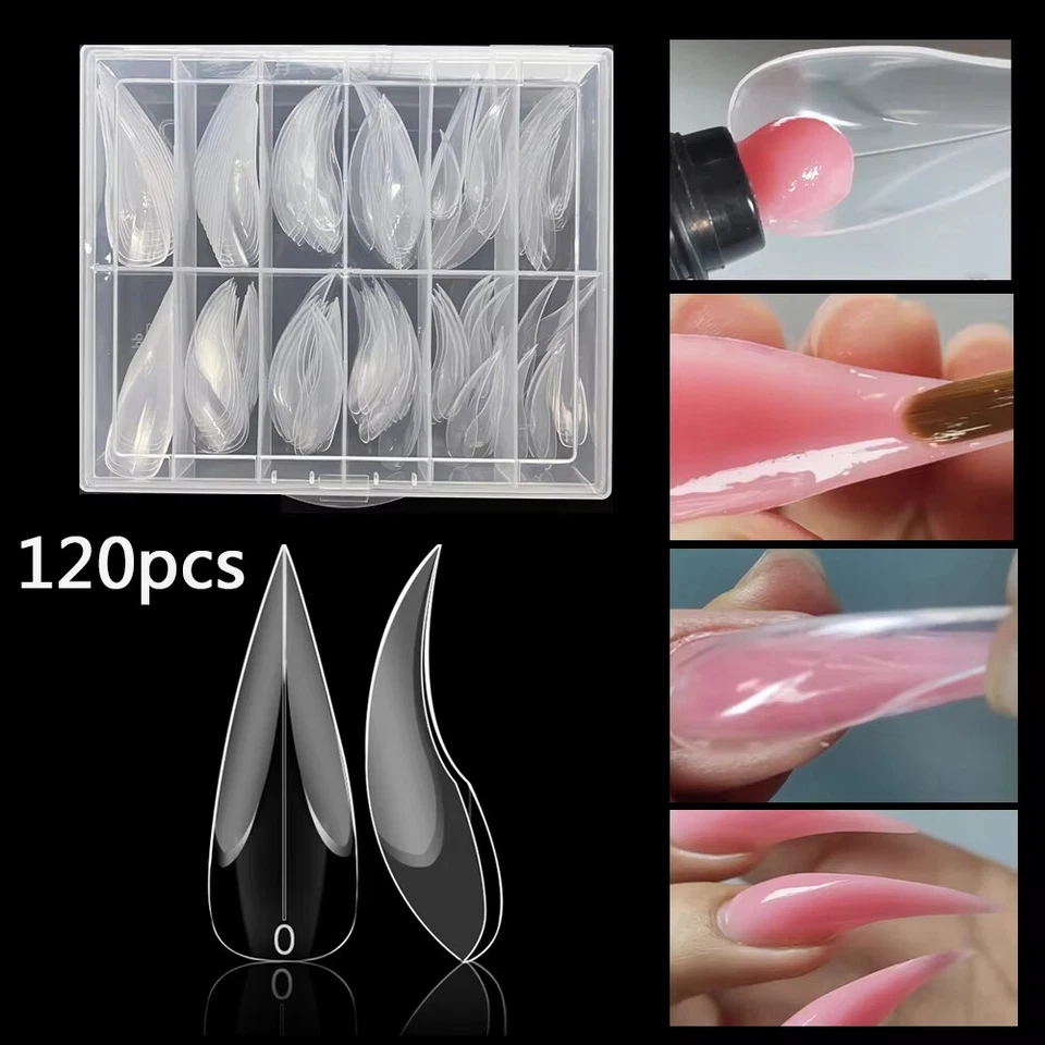 120 Pcs Eagle Claw Stiletto Half False Tips Nail Art Gel Acrylic Tips Clear US * - Image 4 of 4