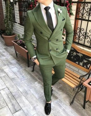 green double breasted coat