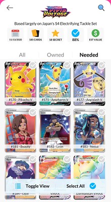 Pokemon Schwert und Schild Vivid Voltage fast komplett (88%) Master Set