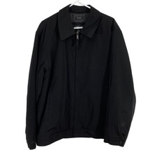 Claiborne Womens Black Long Sleeves Slash Pockets Full Zip Jacket Size L/g