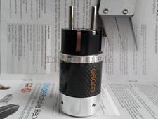 1x Rhodium Plated EU Schuko AC Power Plug Male Carbon Fiber Hifi Connector