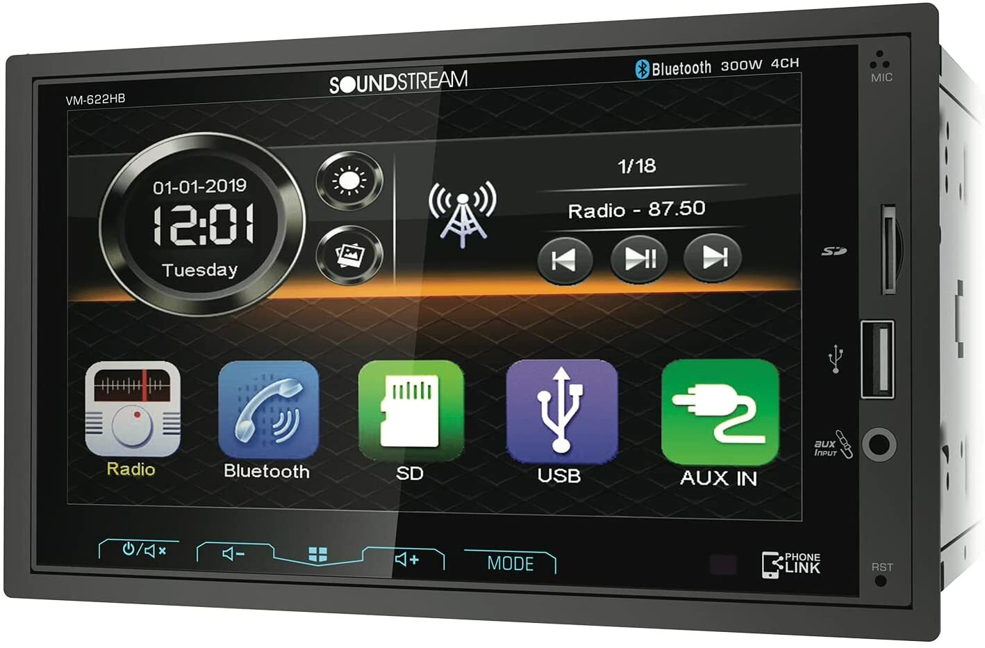 Soundstream VM622HB 62 Двойной DIN Стерео Bluetooth 500 Вт 4Way 6x9 и 300 Вт 65