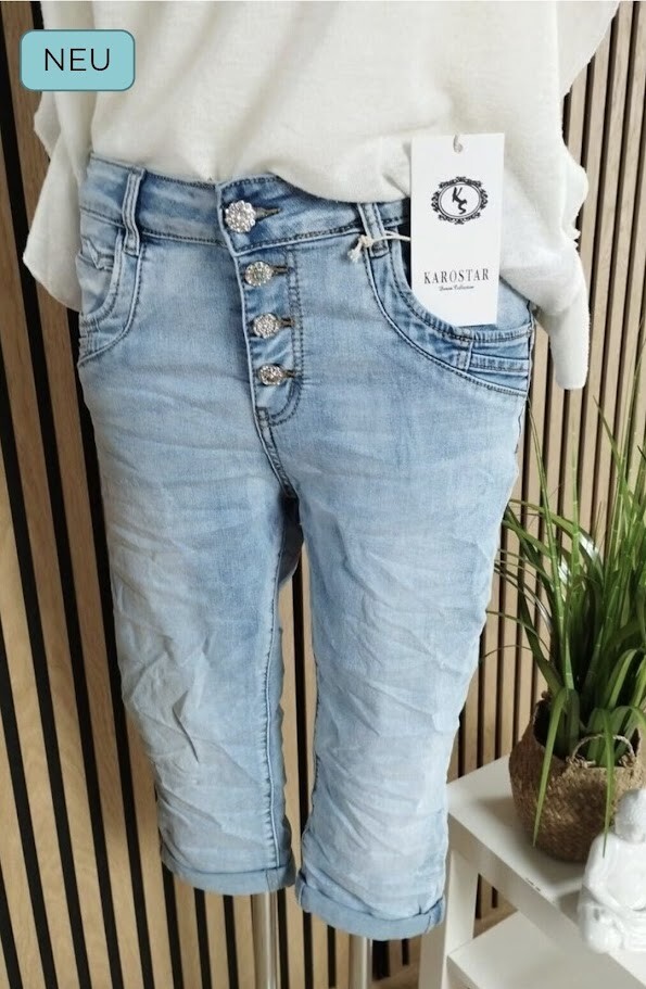 ❤️ Karostar como Jewelly Baggy Bermuda Capri Jeans Pantalones 38 - 48 KC2578