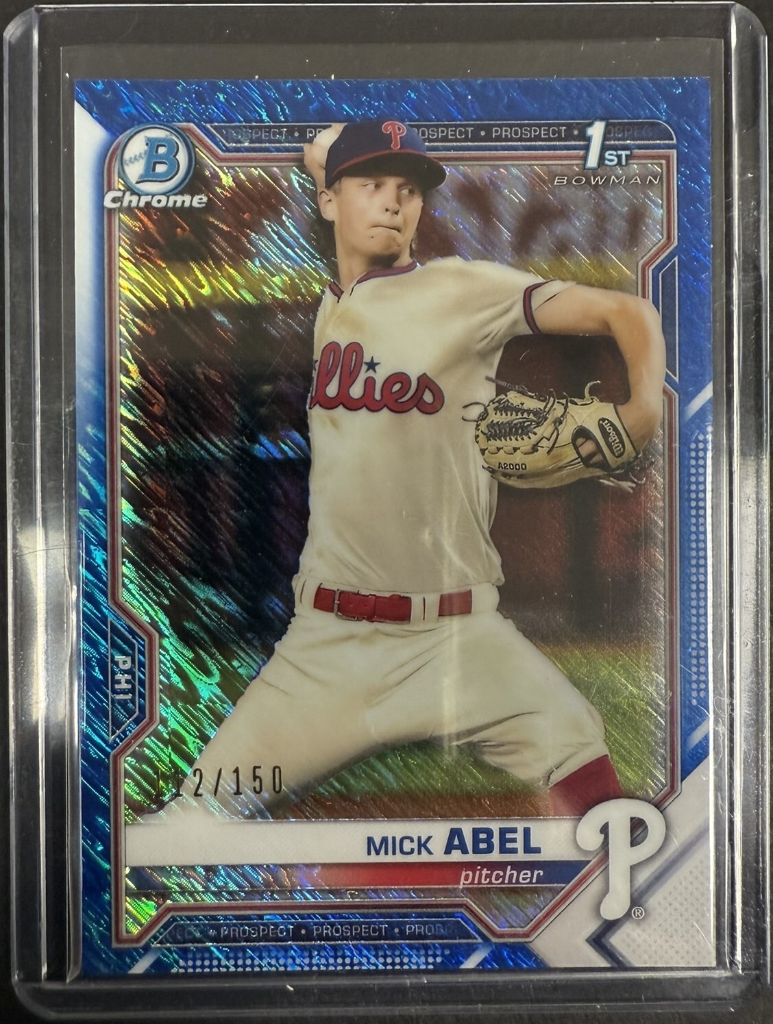 2021 Bowman 1st Chrome Mick Abel Blue Shimmer Refractor 112/150 RC Twins