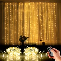 Lunartec 2Er-Set Led-Lichtervorhang, 300 Led, Fernbedienung, 3 X 3 M, Warmweiß