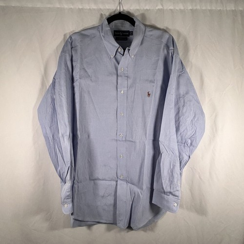 Ralph Lauren Oberhemd Herren 17 35 Blau Yarmouth Knopf Langarm Braun Pony - Bild 1 von 8