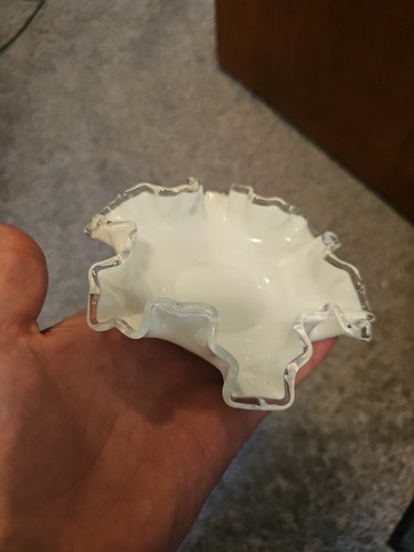 Ciotola stemma argento vetro latte Fenton vintage anni '80 lotto di 2 - Foto 3 di 7