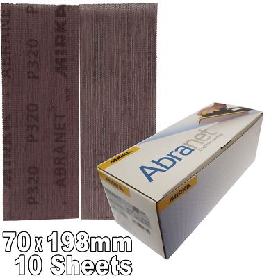 Mirka Abranet 70x198mm P320 Körnung 10x HakenNLoop staubfrei schleifen Schleifstreifen