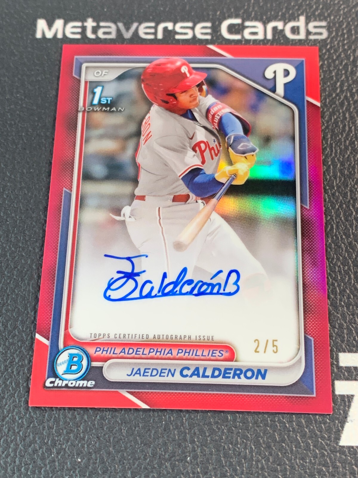2024 Bowman Chrome 1st Prospects Autograph Red Refractor Jaeden Calderon 2/5