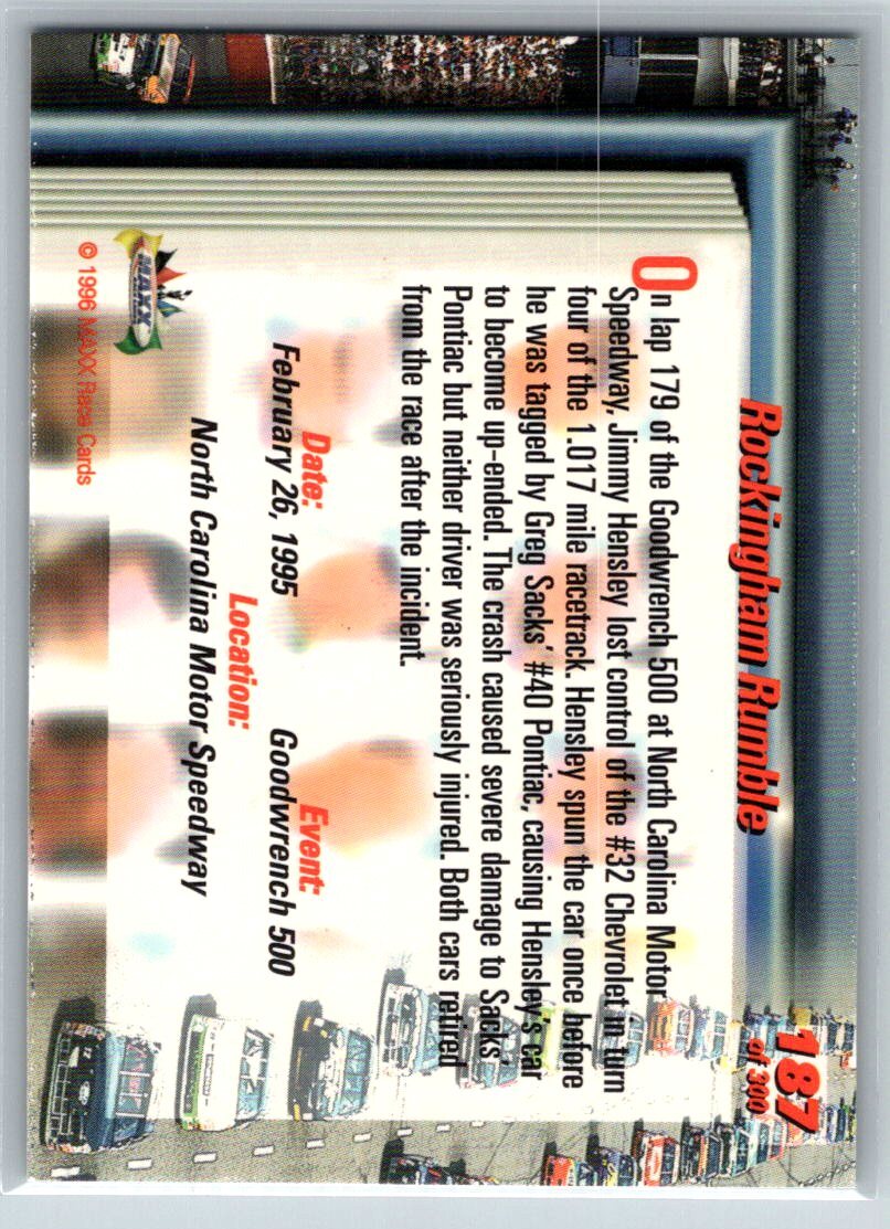 1996 Maxx Premier Series #187 Rockingham Rumble | eBay