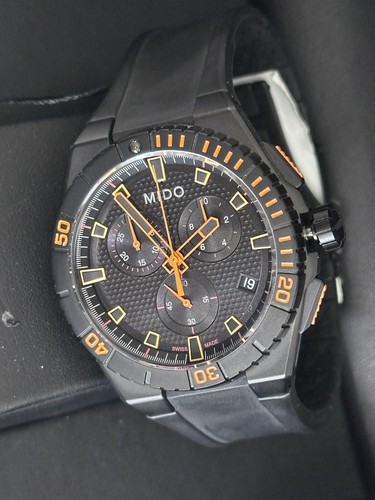 New MIDO Ocean Star Captain Chronograph M023.417.37.051.09 Watch Quartz 45mm PVD