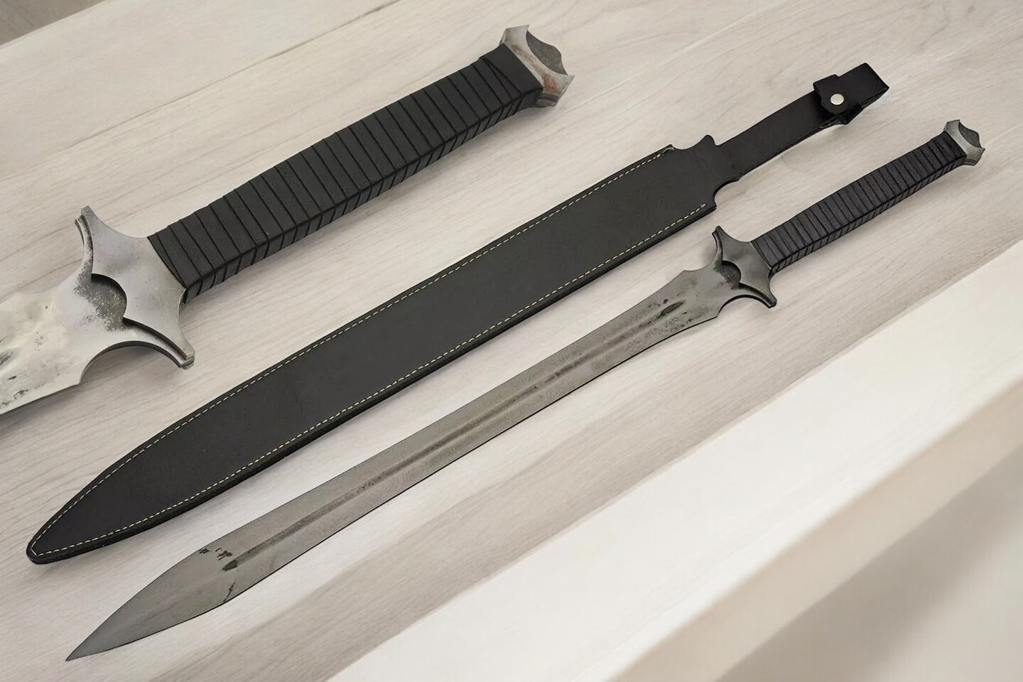 Fantasy Sword | 33in Overall Forged Steel Dark Xiphos Gladius Sword + Sheath