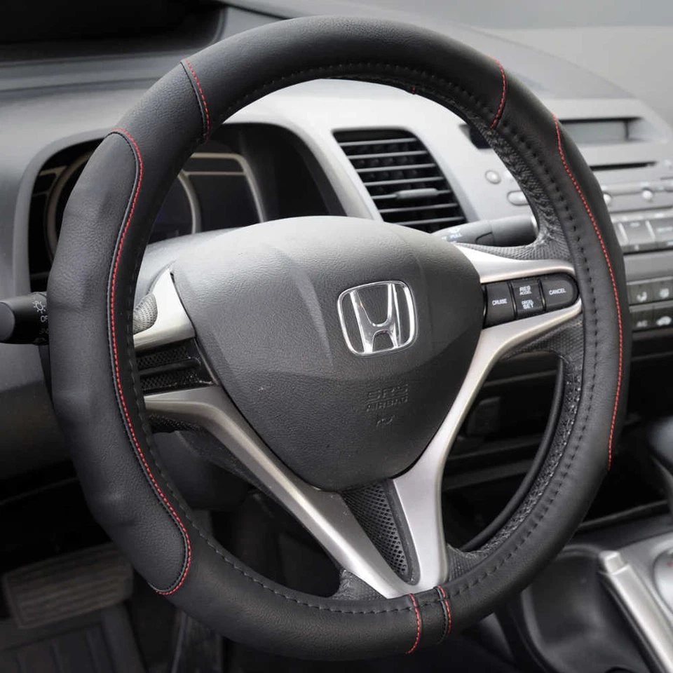 Cubierta de asiento de coche deportivo Roma roja/negra y cubierta de volante con agarre ergomónico Foto 3 de 4