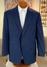 Stunning Canali Wool Blue Stripe 2 Btn Dual Vent Blazer Sz 44 R MINT 