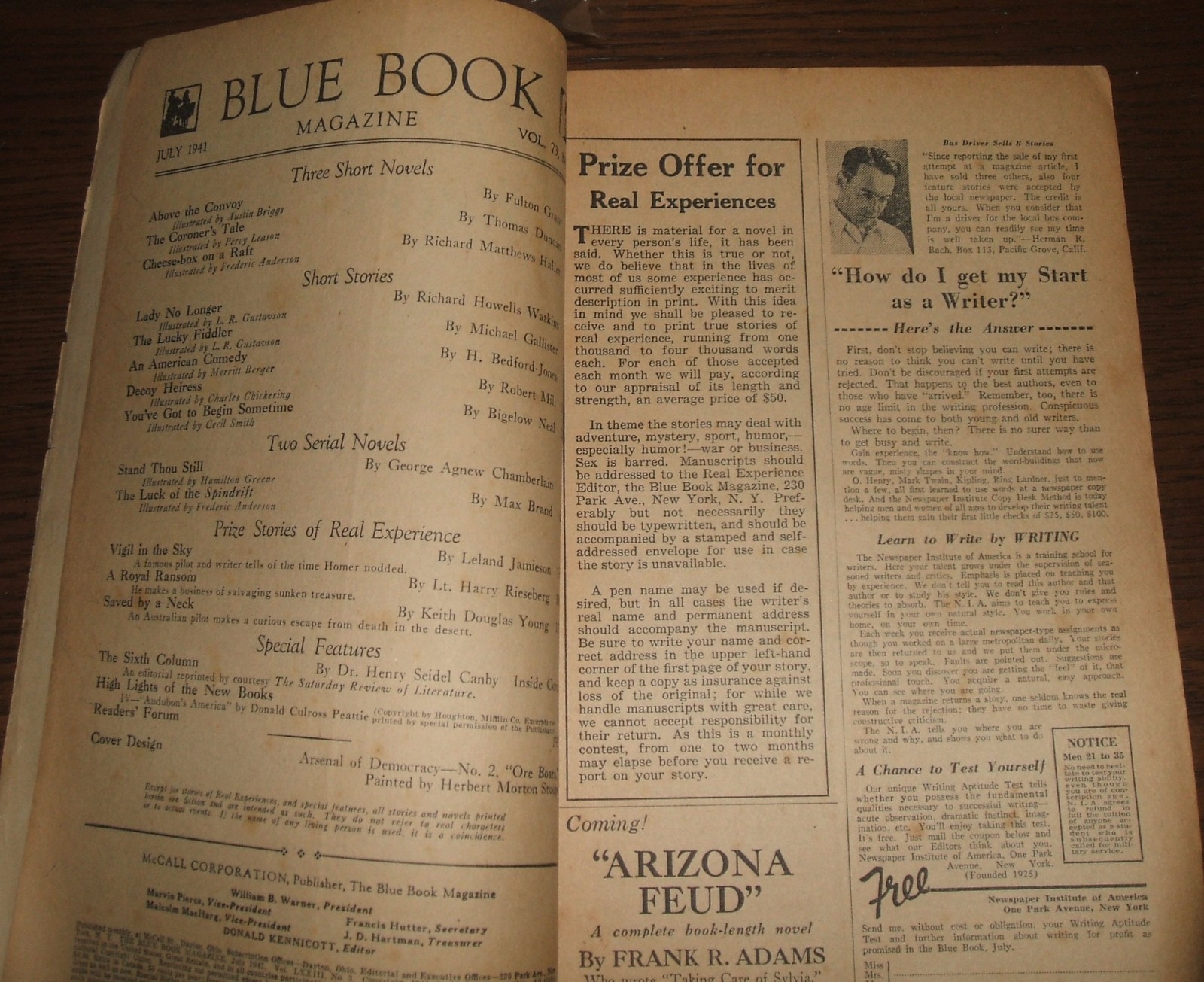 Vintage Blue Book Magazine July 1941 George Agnew Chamberlain, Carpenter  Duncan | eBay