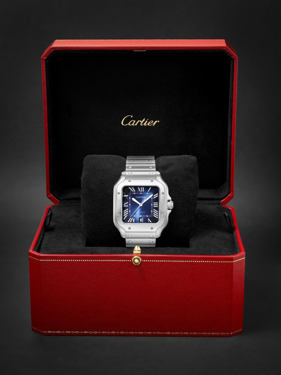 Cartier Santos de Cartier Large Stainless Steel Graduated Blue