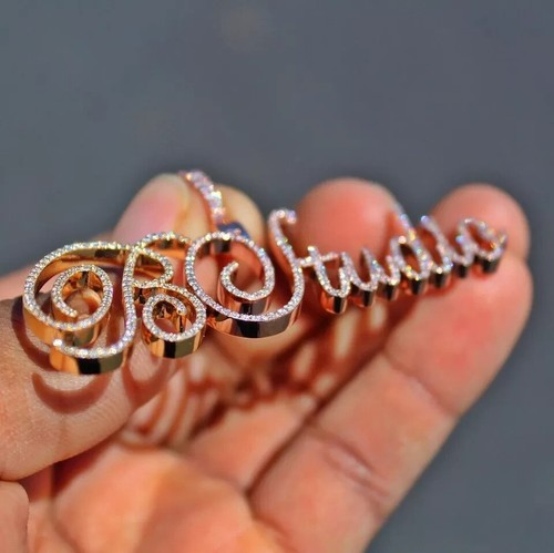 Customized Letter Name 1.50CT Natural Moissanite Men's 2 Tone Pendant 925 Silver - Picture 3 of 5
