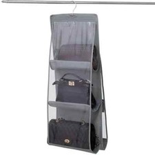1 Handbag and Purse Organizer Rack Closet Display 6 Pocket Clear Storage Hanger