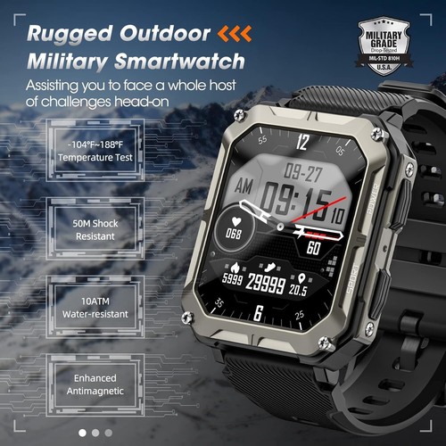Durable Outdoor Sports Smart Watch with Bluetooth Calling and Heart Rate Monitor - Picture 4 of 10