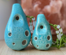 Forever 6 Hole Jade Crackle Ceramic Ocarina - Set Includes Soprano C  Soprano F