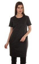 RRP €325 VERSACE JEANS Shift Dress Size 42 M Unlined Striped Scoop Neck Zip Back