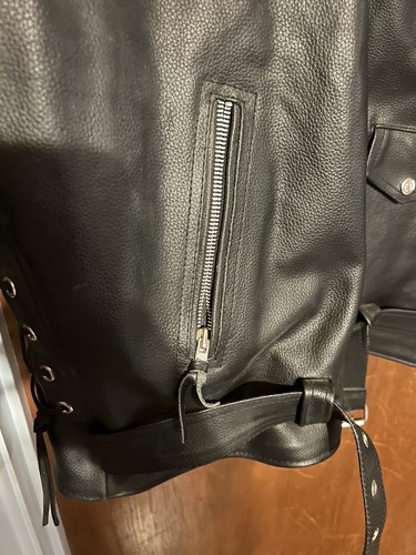 EUC Himalaya Motor Bike Wear Black HD Leather Motorcycle BIKER Jacket Men 56 7XL - Picture 3 of 12