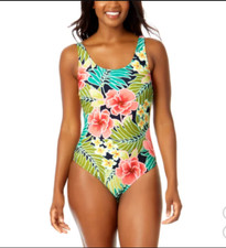 NWOT Hurley Ladies' One-Piece Swimsuit UPF 50 , Multi-Color Floral ,Size S