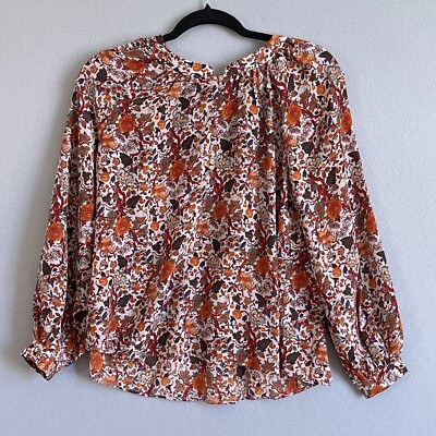 Madewell x Karen Walker Floaty Silk Floral Top XXS Floral L/S Button/Tie Back